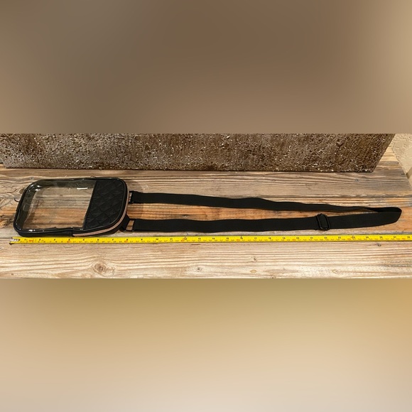 Clear & Black Quilted Crossbody Bag With Rose Gold Tone Zipper (4.25” X 7.5”) - Picture 9 of 16